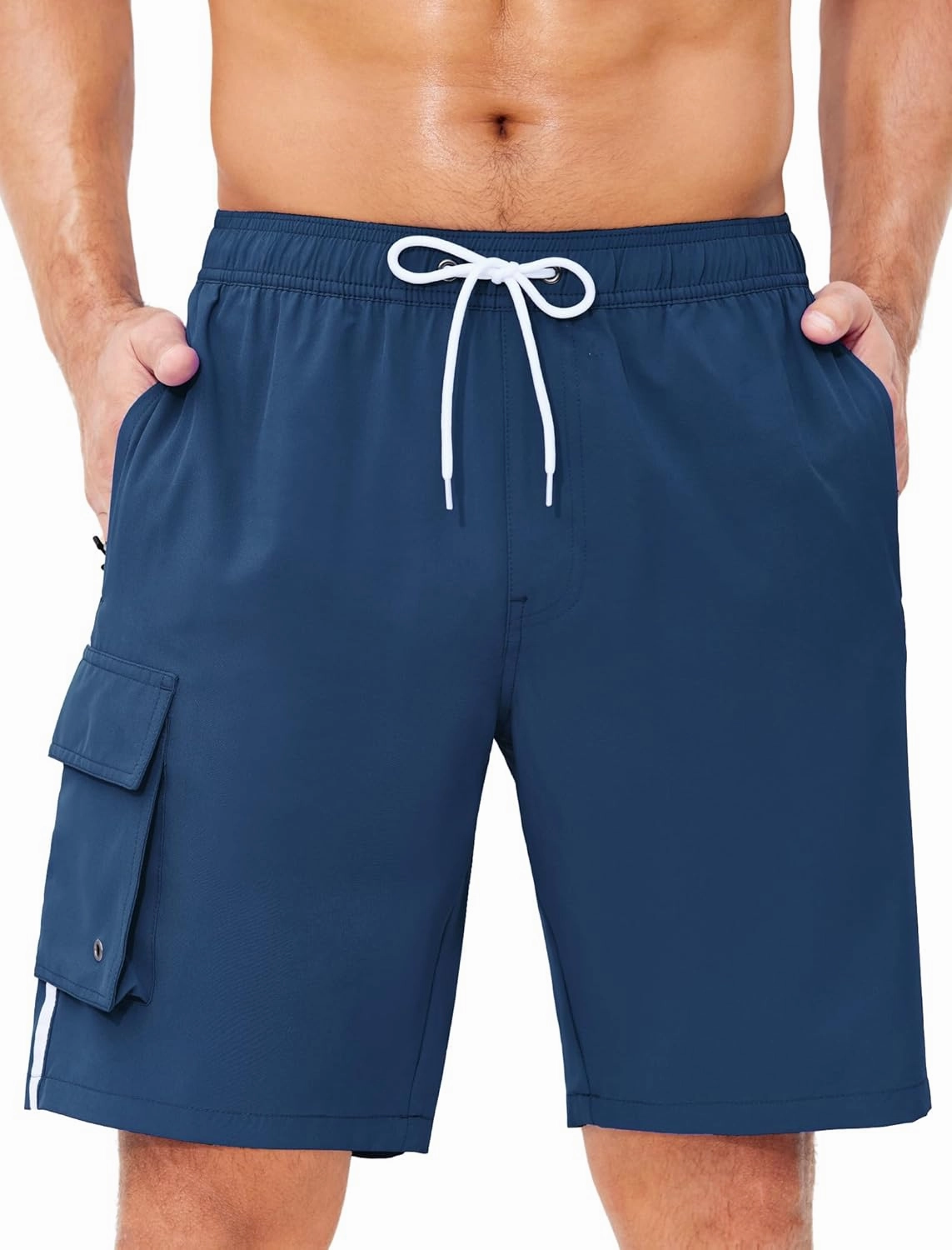 Mens Swim Trunks with Compression Liner 9 Inch Bathing Suits Quick Dry Board Shorts Summer Swimsuit with Cargo Pocket