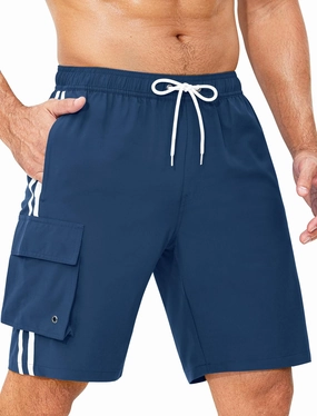 Mens Swim Trunks with Compression Liner 9 Inch Bathing Suits Quick Dry Board Shorts Summer Swimsuit with Cargo Pocket