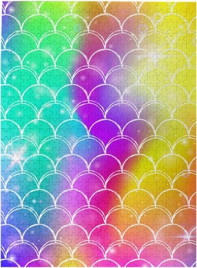 Mermaid Scales Rainbow Colorful Jigsaw Puzzles 500 Piece for Adults Teens Kids Family Friends Wooden Educational Toys Gift
