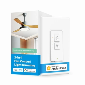 Meross Smart Ceiling Fan Control and Dimmer Light Switch, Supports Apple HomeKit, Siri, Alexa, Google & SmartThings, 2.4G Wi-Fi Fan and Light Switch Combo, Neutral Wire Needed, Single Pole, 1 Pack