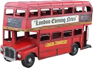 Metal Vehicles Toys for Vintage Handicrafts Iron Car Model Double Decker Bus Creative Home Decorations for Boyfriend Home Or Office Décor