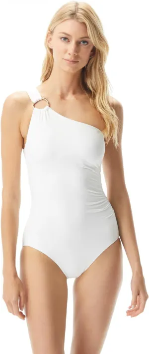 Michael Kors Women's Solid Logo Ring Shoulder One Piece
