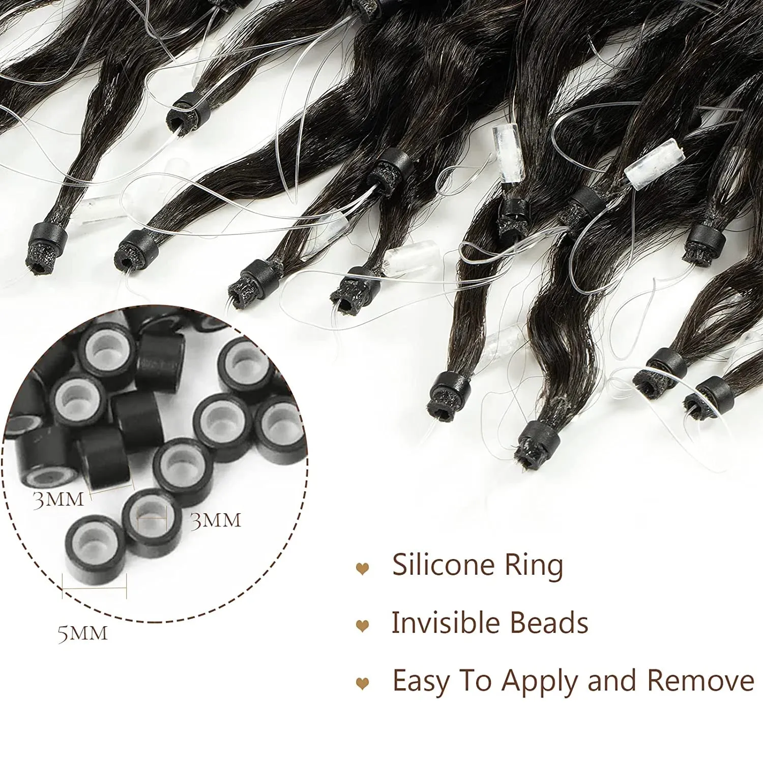 Microlink Hair Extensions Human Hair Kinky Straight 14inch Coarse Straight Natural Color Silky Soft Micro Rings Hair Extensions for Black Women Invisible Thick End 80Grams 100Strands