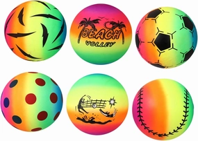 Milisten 6pcs Inflatable Rainbow Beach Balls Boy Girl Toy Balls for Outdoor Fun for Boy Girl Parties and Summer Activities and Easy to Use