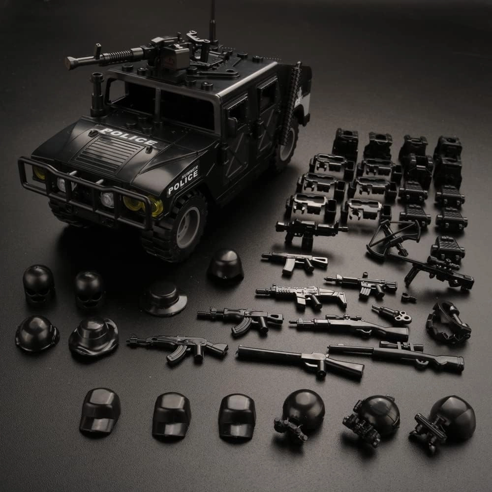 Military Vehicle Building Blocks Set with 6 Mini Soldiers, 4 in 1 Army Truck Building Kit, Army Vehicles Toys for Boys