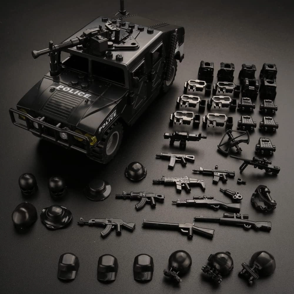 Military Vehicle Building Blocks Set with 6 Mini Soldiers, 4 in 1 Army Truck Building Kit, Army Vehicles Toys for Boys