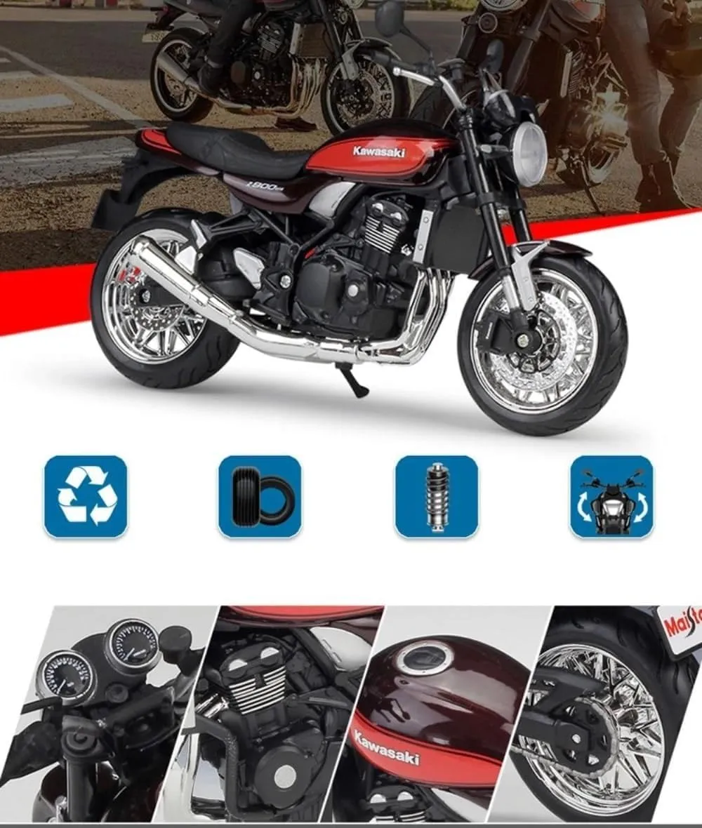 Mini Simulation Motorcycle Toys 1/12 for Kawasaki Z900RS Toy Motorcycle Model Alloy Die-Casting Static Simulation Model Motorcycle Toys Adult for Boys(Black)
