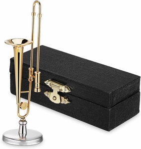 Miniature Trombone Model for Dollhouse Mini Functional Instruments Set Tiny Trombone Decor Musical Instrument Toy