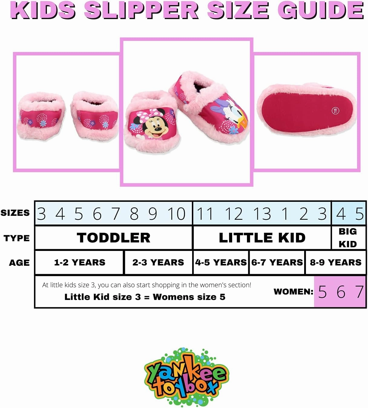 Minnie Mouse Toddler Girl's Plush A-Line Slippers