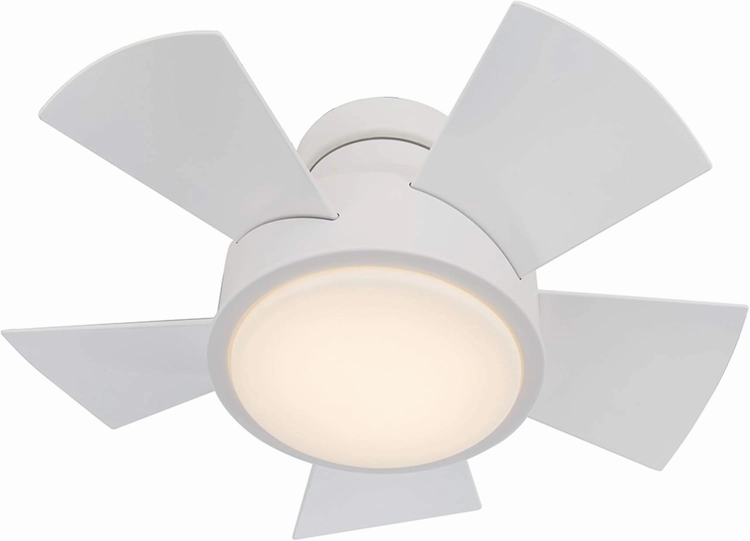 Modern Forms Vox Indoor and Outdoor 5-Blade Smart Flush Mount Ceiling Fan 26in Matte White with 3000K LED Light Kit and Remote Control, (FH-W1802-26L-MW)