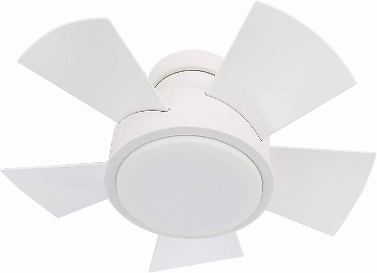 Modern Forms Vox Indoor and Outdoor 5-Blade Smart Flush Mount Ceiling Fan 26in Matte White with 3000K LED Light Kit and Remote Control, (FH-W1802-26L-MW)
