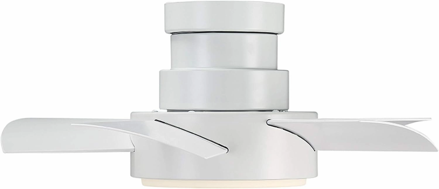 Modern Forms Vox Indoor and Outdoor 5-Blade Smart Flush Mount Ceiling Fan 26in Matte White with 3000K LED Light Kit and Remote Control, (FH-W1802-26L-MW)