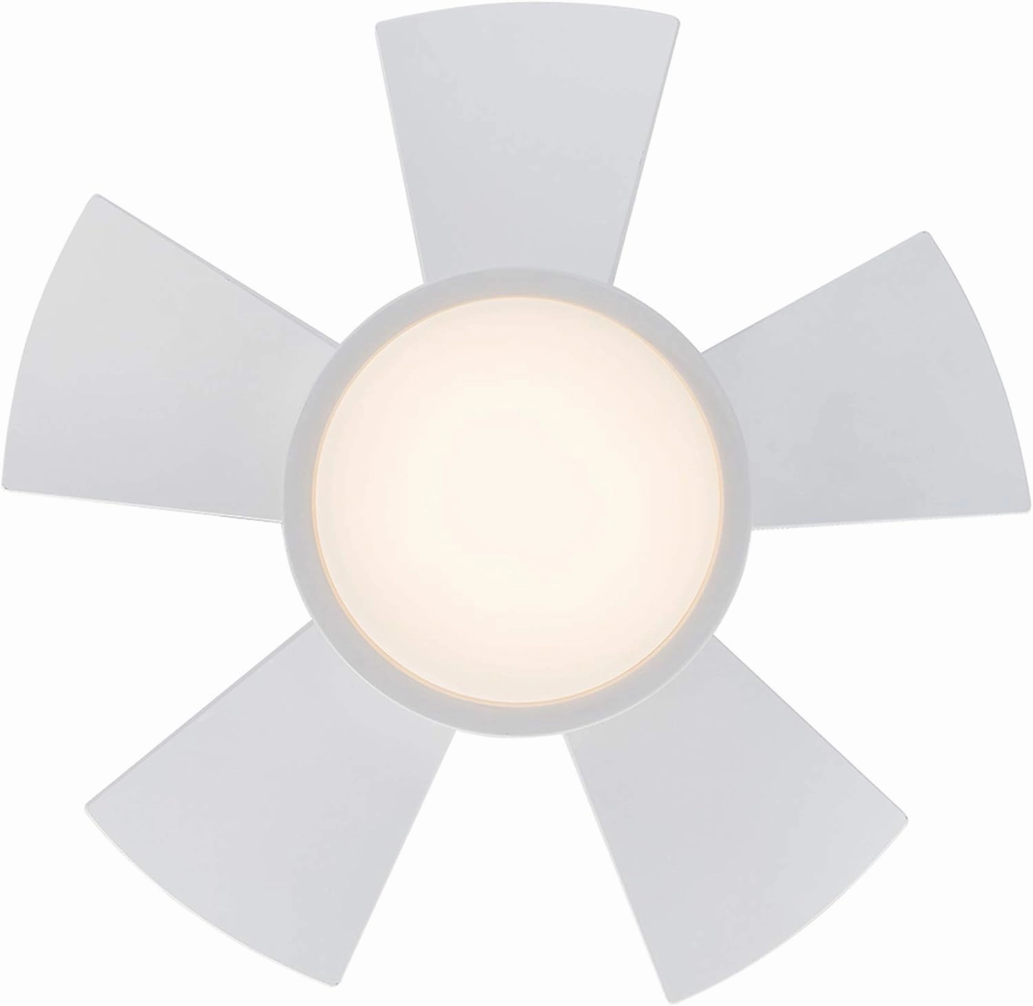 Modern Forms Vox Indoor and Outdoor 5-Blade Smart Flush Mount Ceiling Fan 26in Matte White with 3000K LED Light Kit and Remote Control, (FH-W1802-26L-MW)