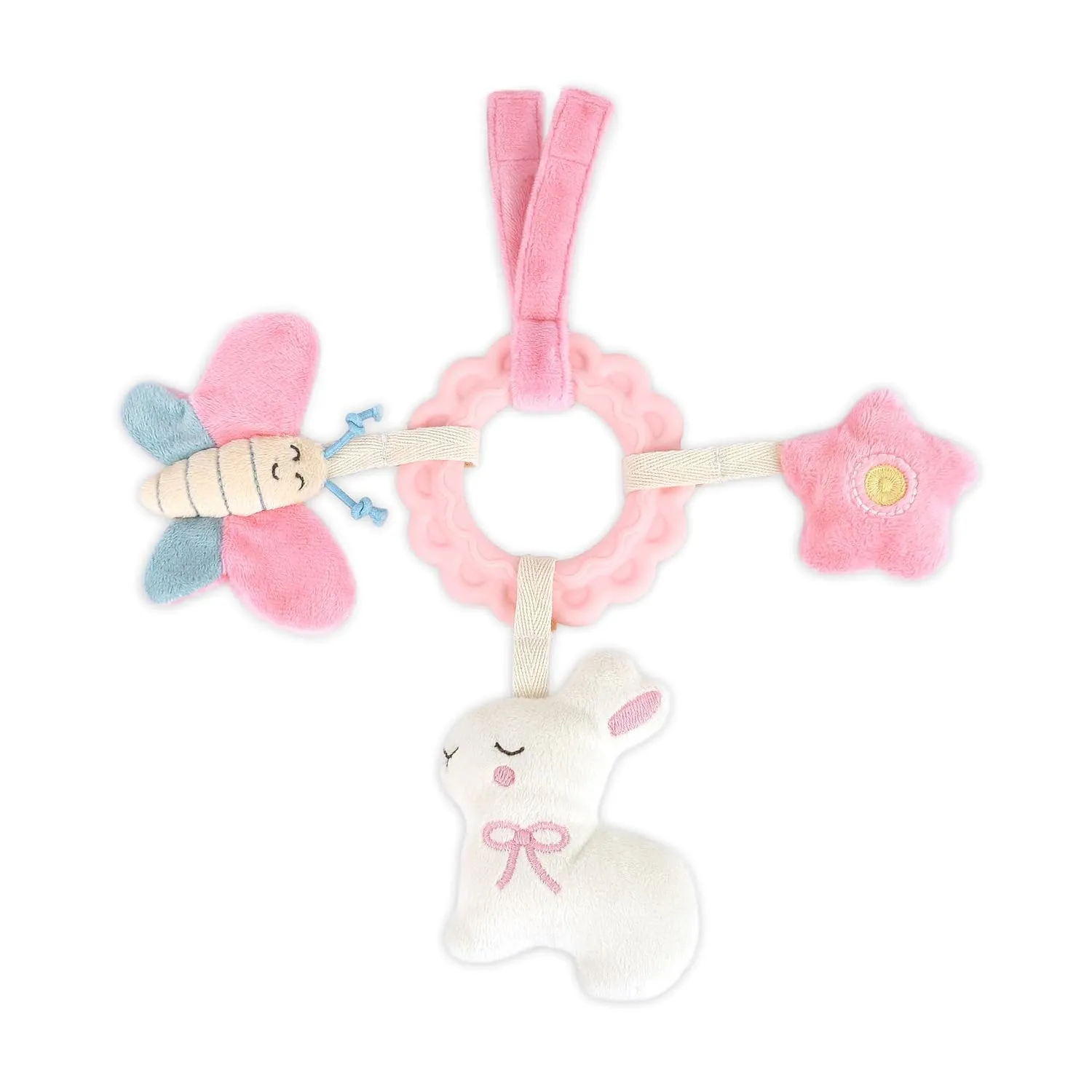 MON AMI Bunny and Friends Teether Ring – 8", Soft Silicone Teething Ring, Plush Toy for Infants, Baby Teething Relief, BPA-Free, Easy-Grip, Comforting Teething Toy for Babies, Perfect for Sore Gums