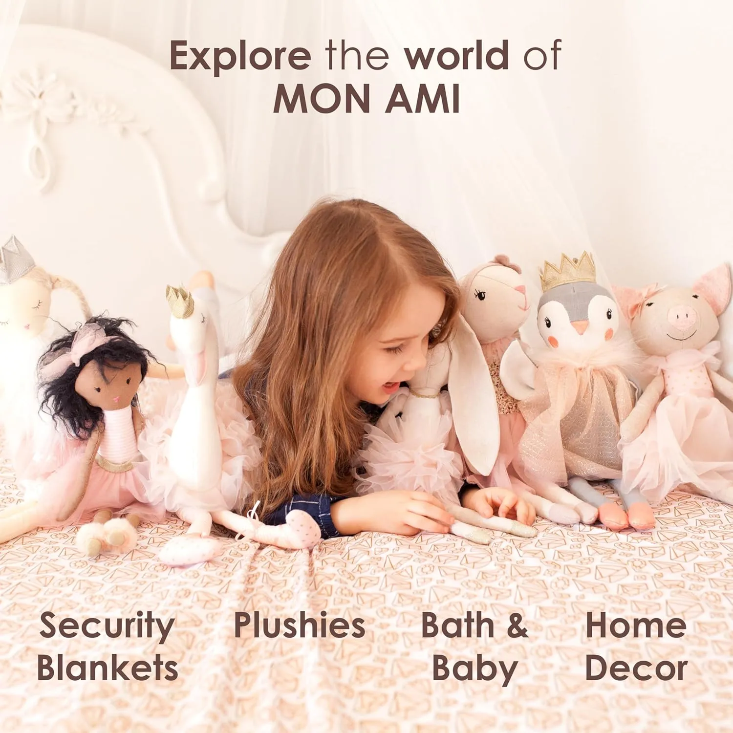 MON AMI Cotton Bunny Stuffed Animal Toy – 15”, White, Premium Plush Rabbit Stuffed Animals, Soft & Cuddly, Great Gift for Newborns, Kids, Boys, Girls