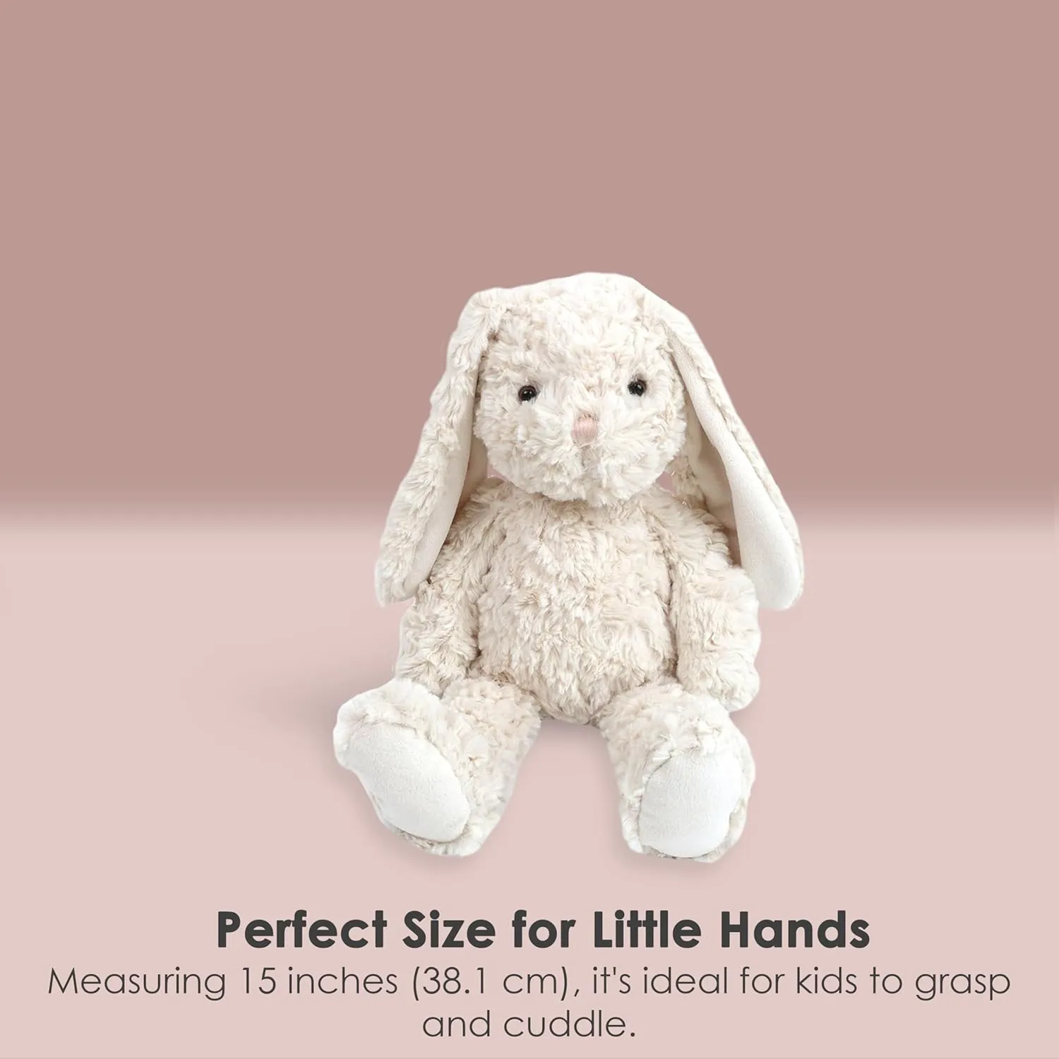 MON AMI Cotton Bunny Stuffed Animal Toy – 15”, White, Premium Plush Rabbit Stuffed Animals, Soft & Cuddly, Great Gift for Newborns, Kids, Boys, Girls