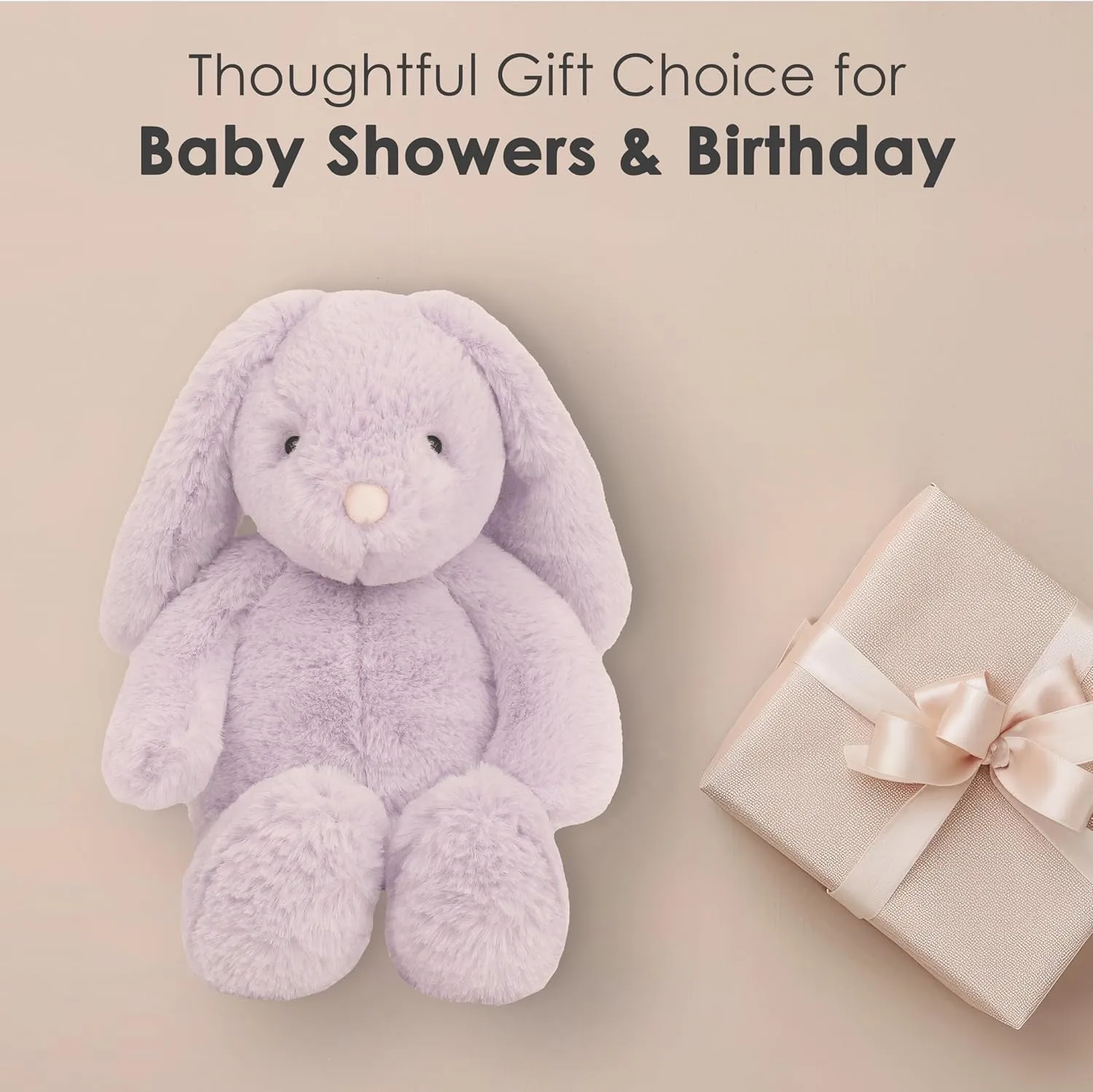 MON AMI Heather Bunny Stuffed Animal – 13” Lavender, Soft & Cuddly, Huggable Rabbit Plush Toy, Nursery Décor for Kids of All Ages