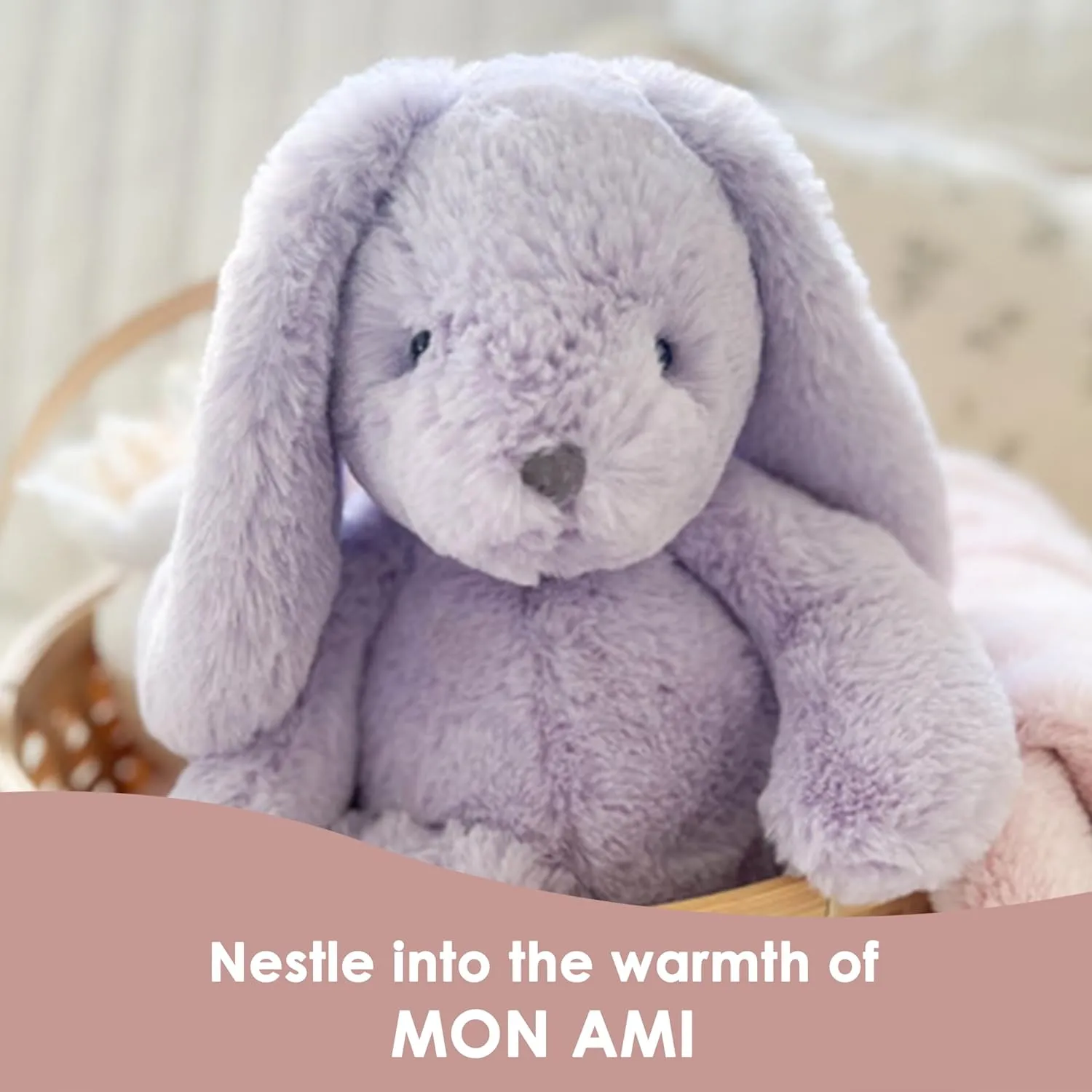 MON AMI Heather Bunny Stuffed Animal – 13” Lavender, Soft & Cuddly, Huggable Rabbit Plush Toy, Nursery Décor for Kids of All Ages