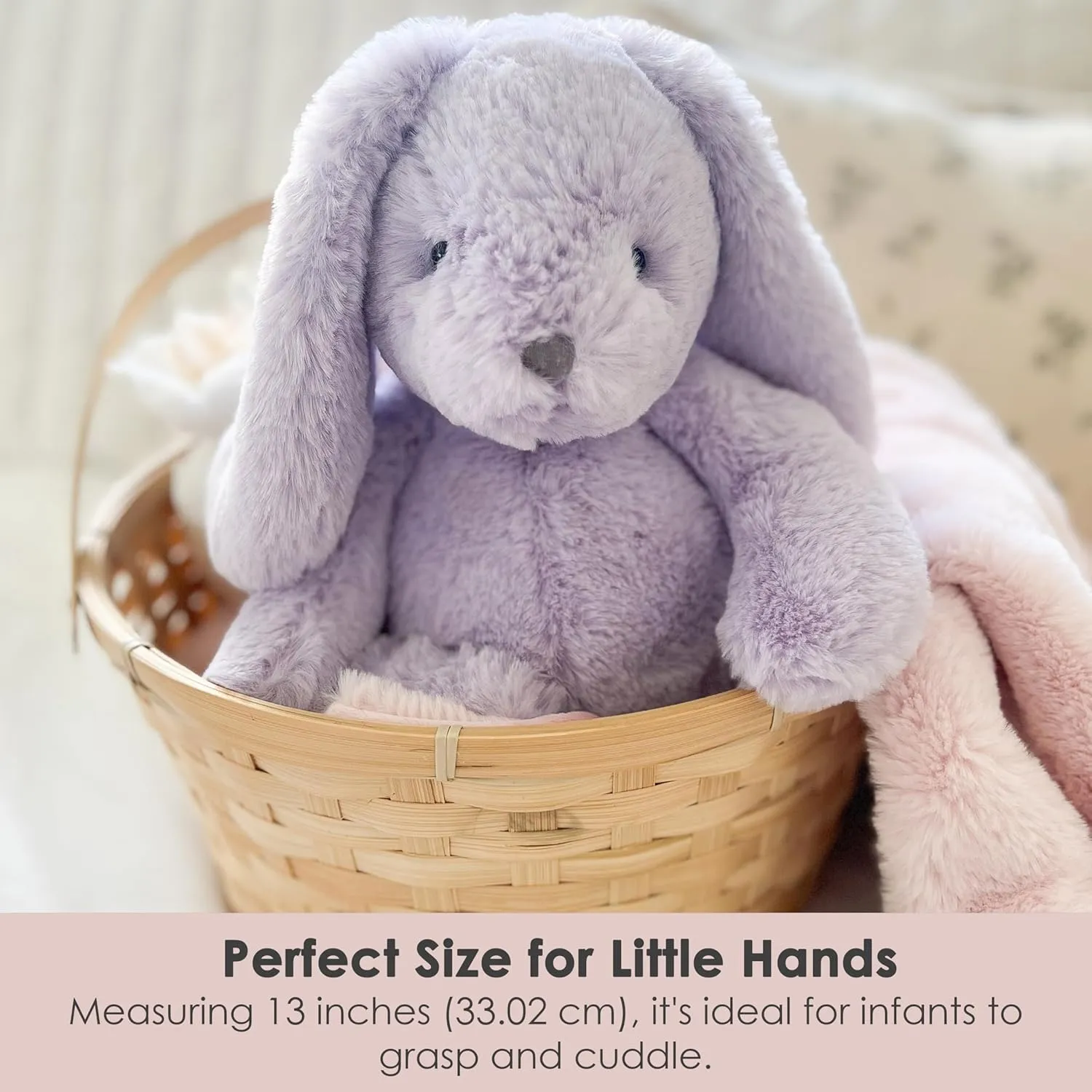 MON AMI Heather Bunny Stuffed Animal – 13” Lavender, Soft & Cuddly, Huggable Rabbit Plush Toy, Nursery Décor for Kids of All Ages