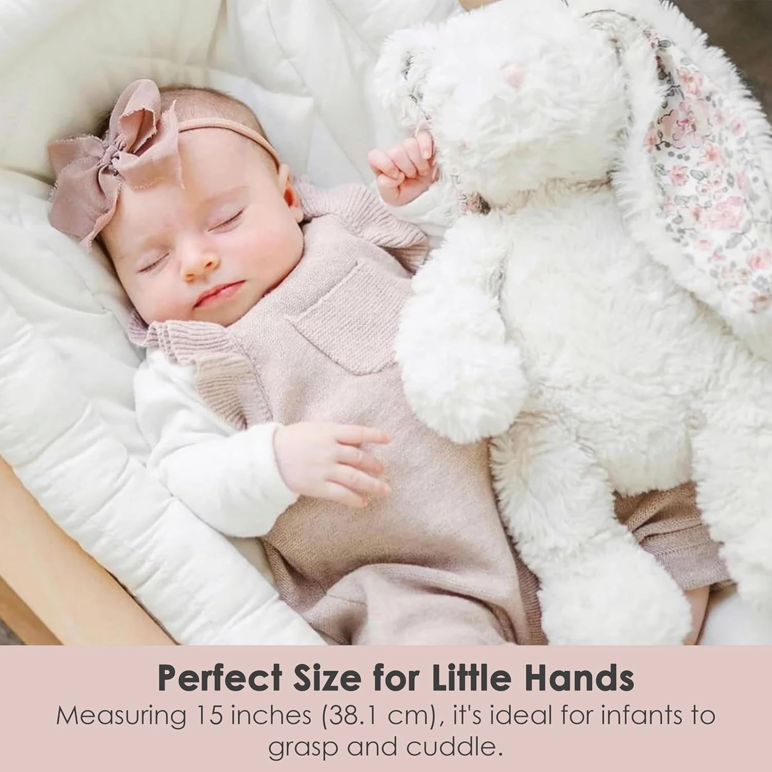MON AMI Faith The French Bunny Plush Toy | 15" Soft Stuffed Animal | Elegant Nursery Décor & Cozy Companion | Plush Gift for Easter, Baby Showers, Birthdays & Home Accents
