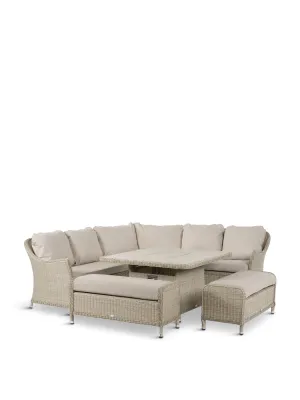 Monterey Square Sofa with Ceramic Firepit Table & Two Benches