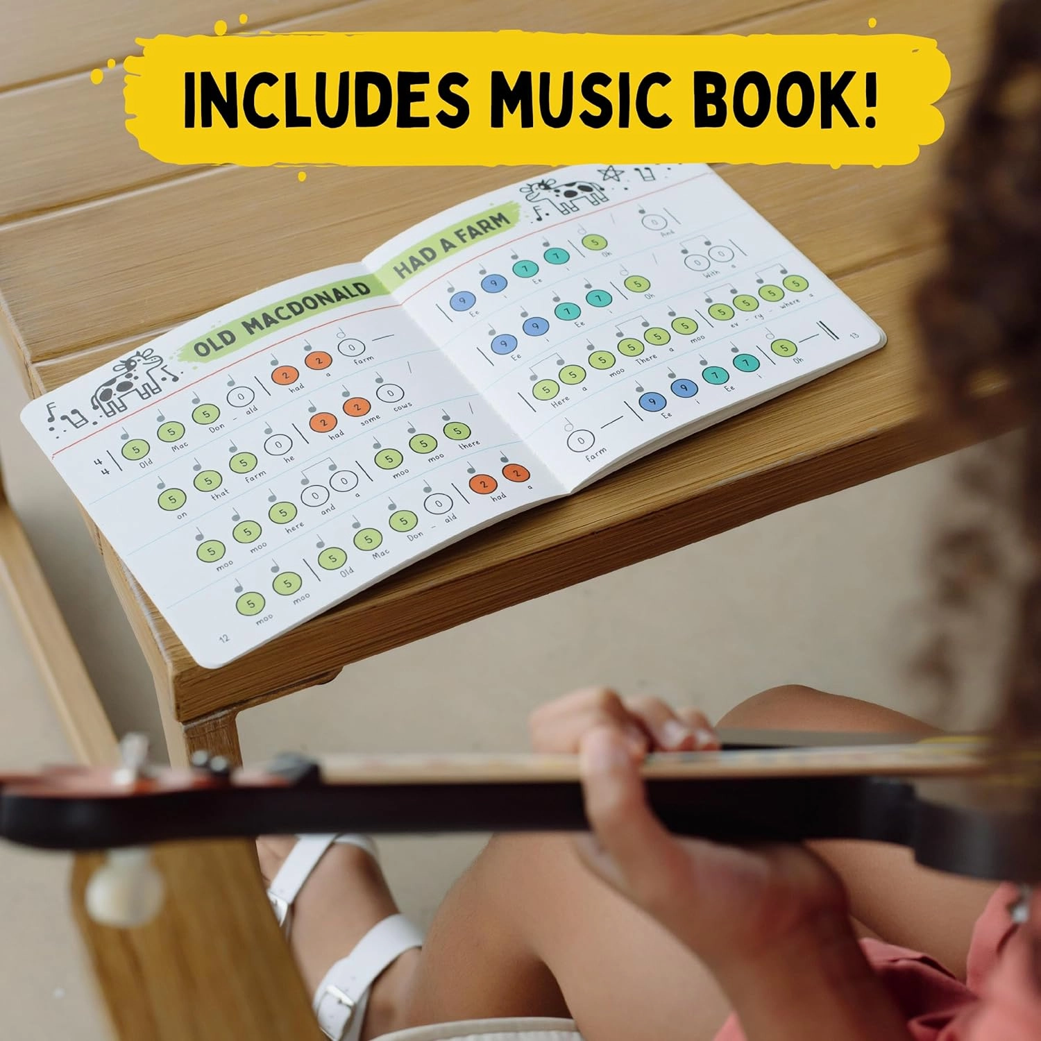 Moon Guitar - The Easiest Way to Start and Learn Guitar - Premium Wood Construction - 1 Stringed Toy Instrument for Kids – Perfect Intro to Music for Ages 3 and up - from Buffalo Games