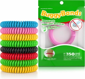 Mosquito Bracelets, 30 Pack Individually Wrapped Wristbands, DEET Free, Natural and Waterproof Bands, Camping Travel Essentials