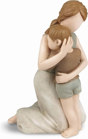 Mother and Son Figurines Statues, The Greatest Bond Mon and Child Sculptures, Sculpted Hand-Painted Figures with Gift Card for Anniversary Birthday (Ivory)