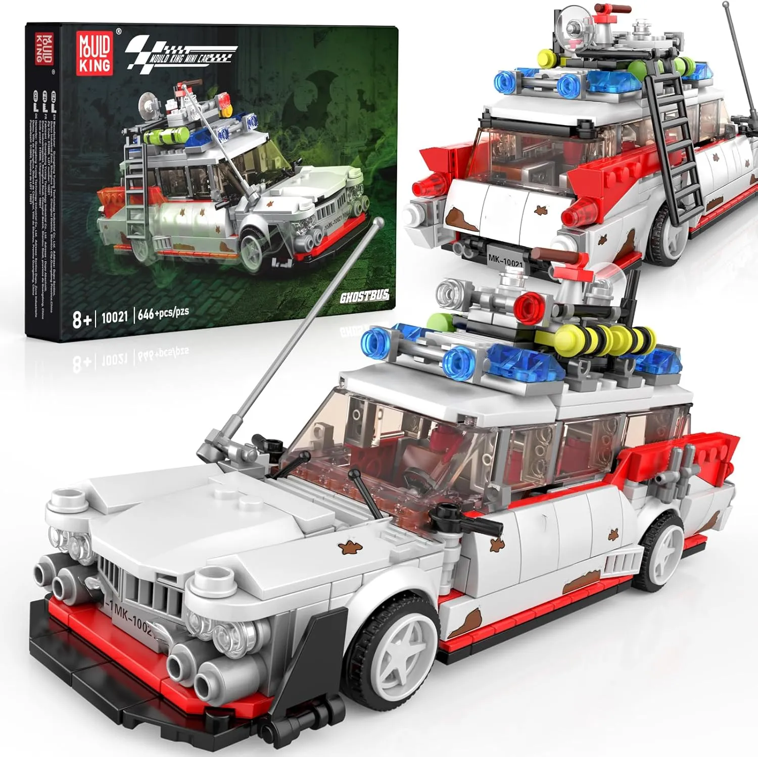 Mould King Ghost Speed Champion Building Blocks for Boys Age 8-12&Ghost Bus Movie Fans, Creative Classic Cars 10021 Cool Vehicles Model Toys Birthday Gifts for Adults and Kids,636PCS