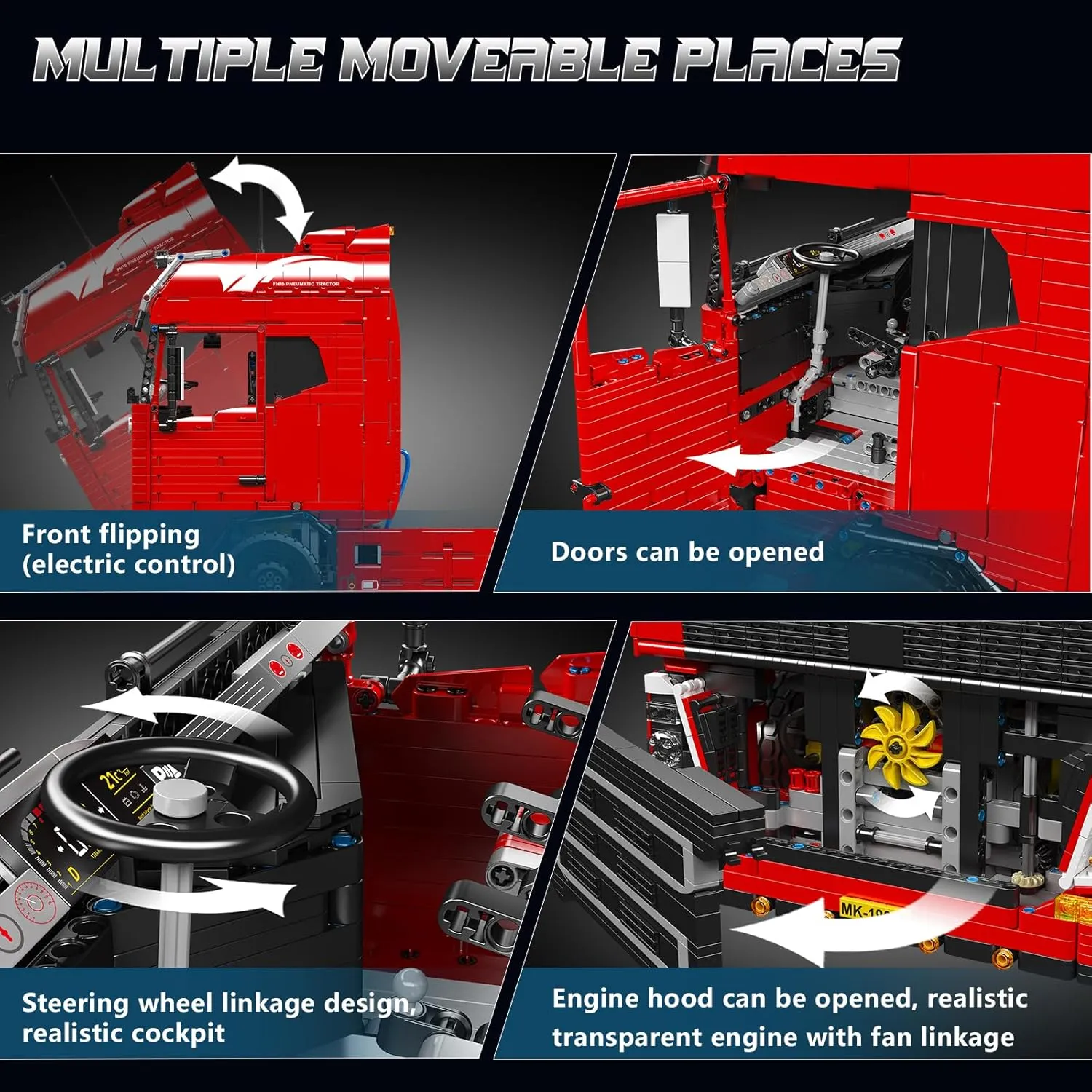 Mould King Tractor Truck Block Kits Model, MOC 19015 Building Blocks Set to Build, Gift for Kids Age 14 /Adult Collections Enthusiasts(4,608 Pieces with Motor/APP Remote Control)