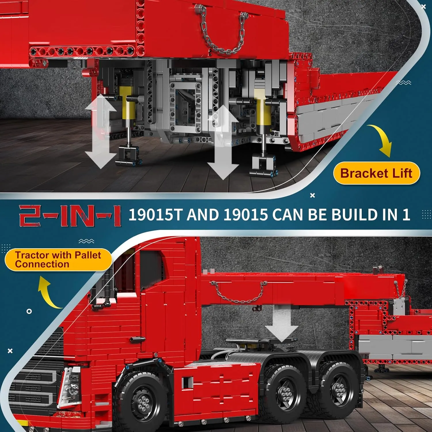 Mould King Tractor Truck Block Kits Model, MOC 19015 Building Blocks Set to Build, Gift for Kids Age 14 /Adult Collections Enthusiasts(4,608 Pieces with Motor/APP Remote Control)