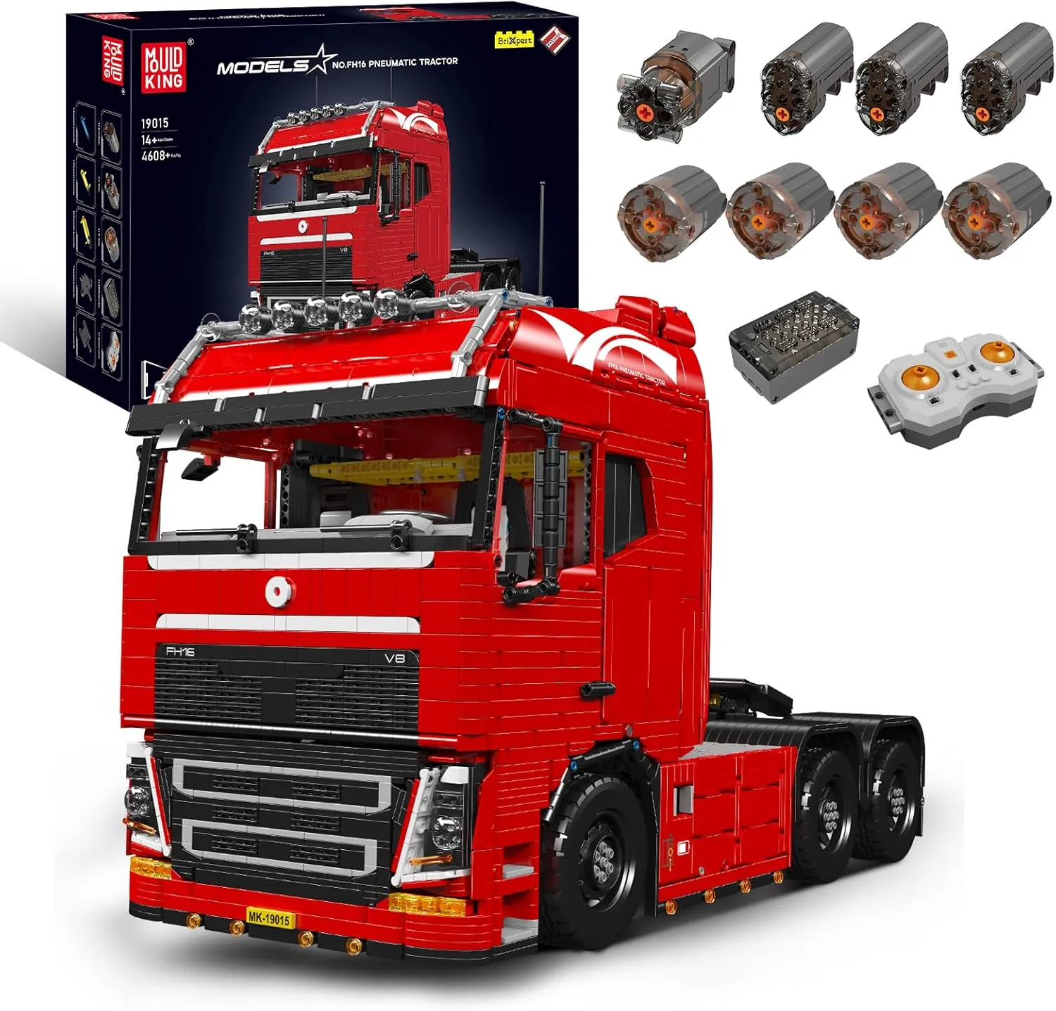 Mould King Tractor Truck Block Kits Model, MOC 19015 Building Blocks Set to Build, Gift for Kids Age 14 /Adult Collections Enthusiasts(4,608 Pieces with Motor/APP Remote Control)