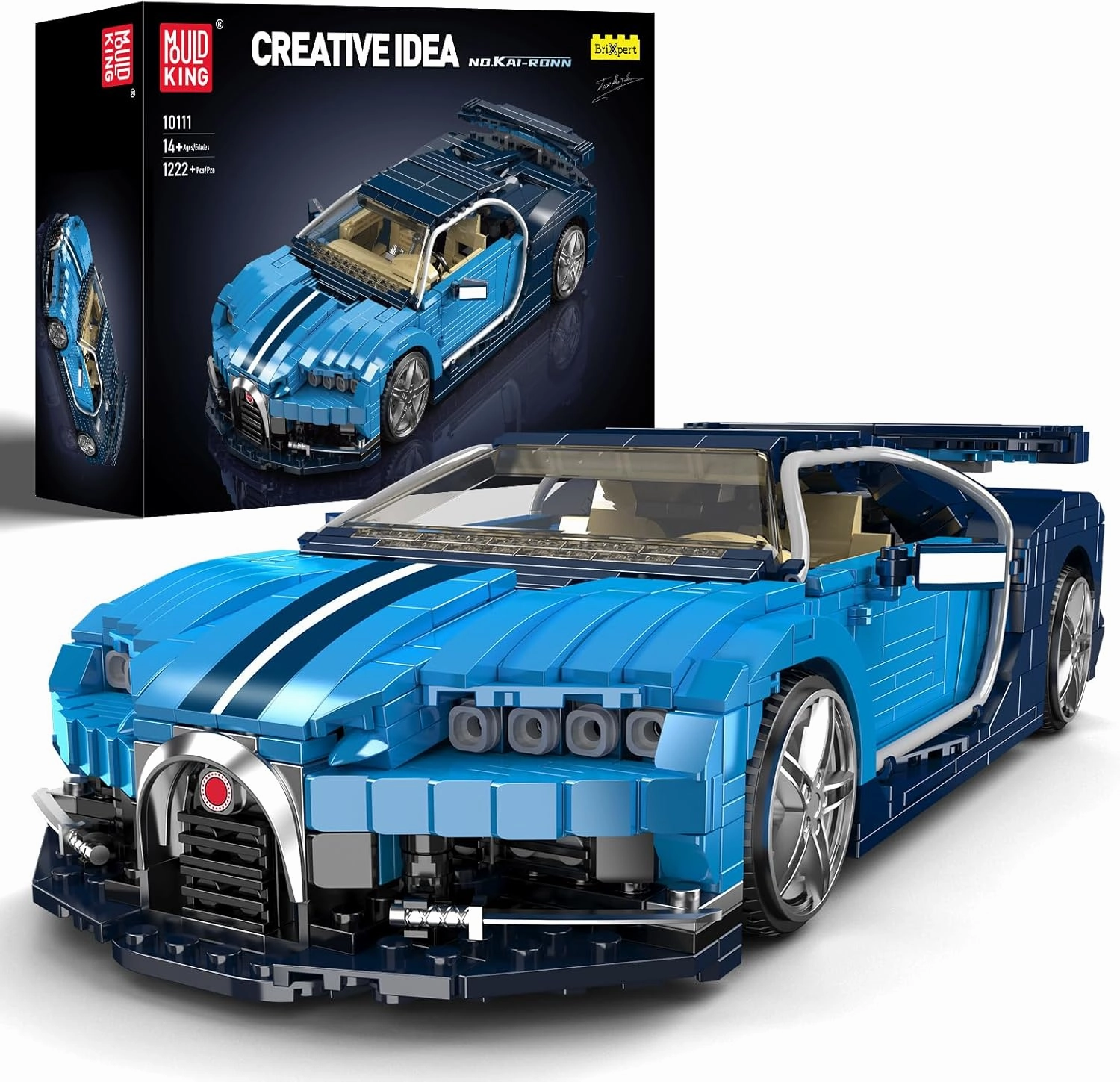 Mould King 10111 Super Sports Car Building Blocks, 1222 Pieces Racing Car Model Toy, Creative Idea Vehicle Collectible for Kids/Adult