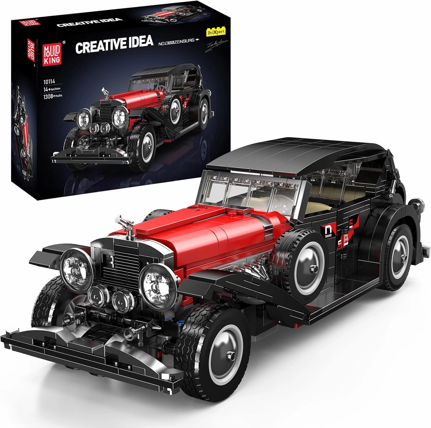 Mould King 10114 Creative Building Car Model Toy,Convertible Sports Car Model Building,1308 Pieces Build Your Own Car,Home and Office Display, Collectible for Adults and Teens