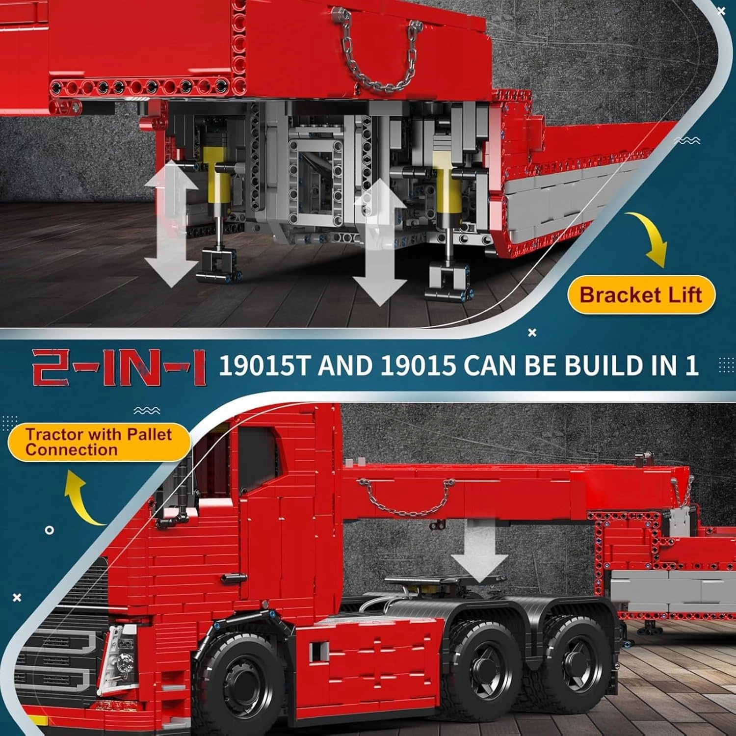 Mould King Tractor Truck Block Kits Model, MOC 19015 Building Blocks Set to Build, Gift for Kids Age 14 /Adult Collections Enthusiasts(4,608 Pieces with Motor/APP Remote Control)