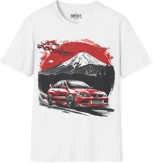 Mt. Fuji Japanese Shirt, Mitsubishi Lancer, Evolution IV, Mitsubishi Shirt, Evo IV, Mitsubishi Evo IV, White Unisex Tee