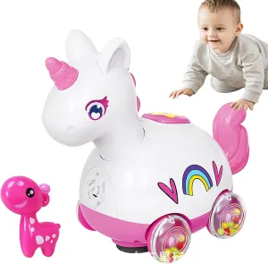Musical Baby Crawling Toy - Unicorn with Music & Lights - Toddler Musical Crawling Toys, Development Learning Toys for 6m  Boys and Girls (Unicorn)
