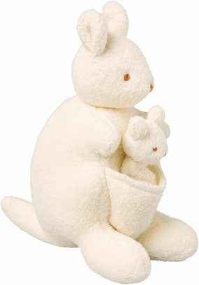 Musical Comforter - Kangaroo - Cotton Fabric - Lullaby Music by Brahms - 20 cm high - Classic Chic - Ideal Birth Gift - Machine Washable - Ivory