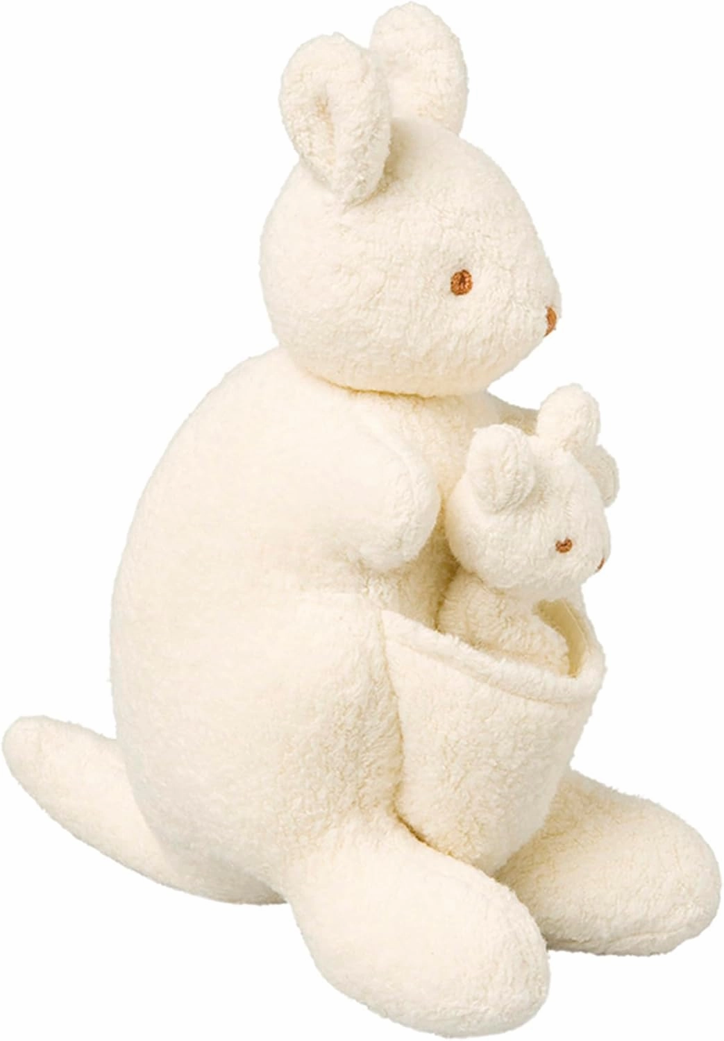 Musical Comforter - Kangaroo - Cotton Fabric - Lullaby Music by Brahms - 20 cm high - Classic Chic - Ideal Birth Gift - Machine Washable - Ivory