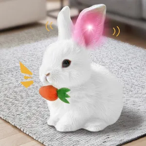 My Realistic Bunny Toy, 2025 Interactive Easter Bunny Plush Toy, Easter Basket Stuffers for Toddler, Hopping Stuffed Easter Bunnies Animal, Can Walk and Talk Shaking Ears Realistic Bunnies (White1)
