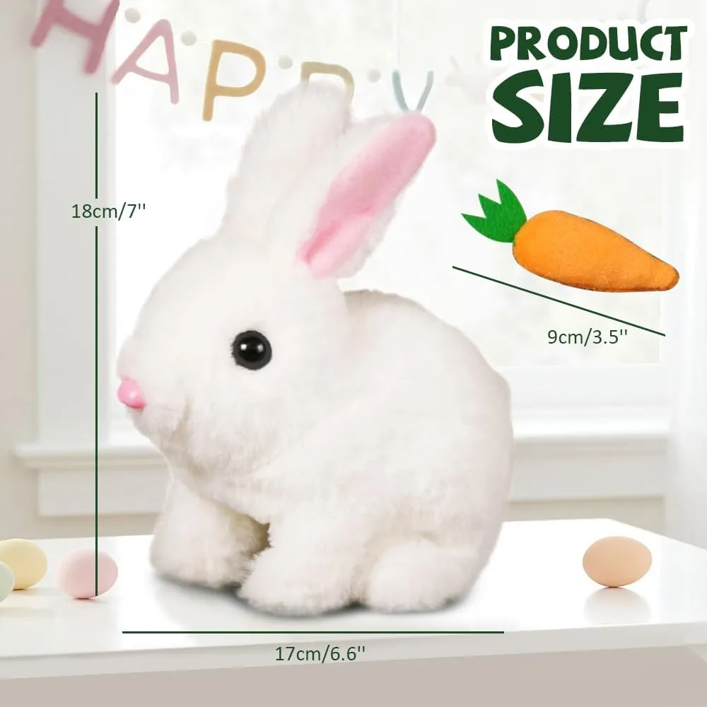 My Realistic Bunny Toy Easter Basket Stuffer, 2025 New Glowing Jumping Squeaky and Shaking Ears Easter Bunny, Handmade Hopping Easter Bunny Toy Stuffed Rabbit Toy for Kids (Pink, Glowing)