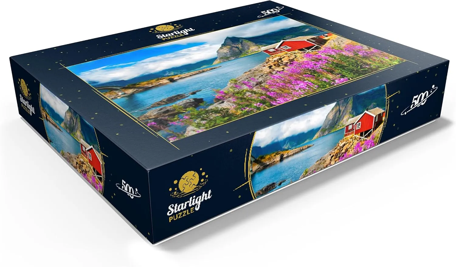MyPuzzle Typical Red Fishing Houses in A Harbor in Lofoten Norway - Premium 500 Piece Jigsaw Puzzle for Adults