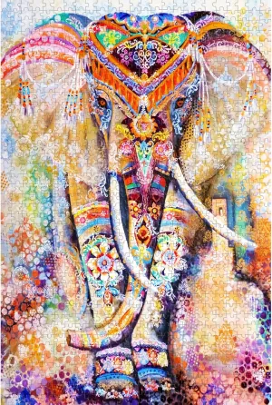 najiaxiaowu Jigsaw Puzzles 1000 Pieces Adults Puzzles Children Puzzles Colored Elephant DIY Wooden Puzzle Modern Home Decor Wall Art Unique Gift 75x50 cm