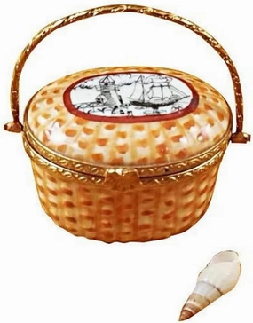 Nantucket Basket with Lighthouse Limoges Box Figurine