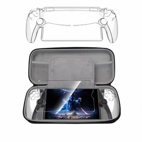 Natbok Premium Carring Case for PlayStation Portal Remote Play,Travel Storage Case for PS5 Handheld Consoles, Shockproof,Anti-Collision Black Handbag   Playstation Portal Clear Case   Screen Protector