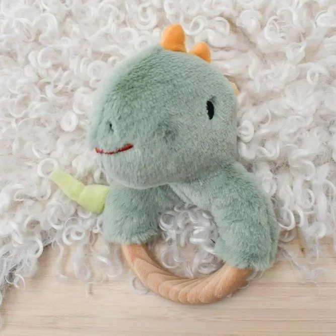 Natural Comfort Minty Dino Wooden Ring Rattle