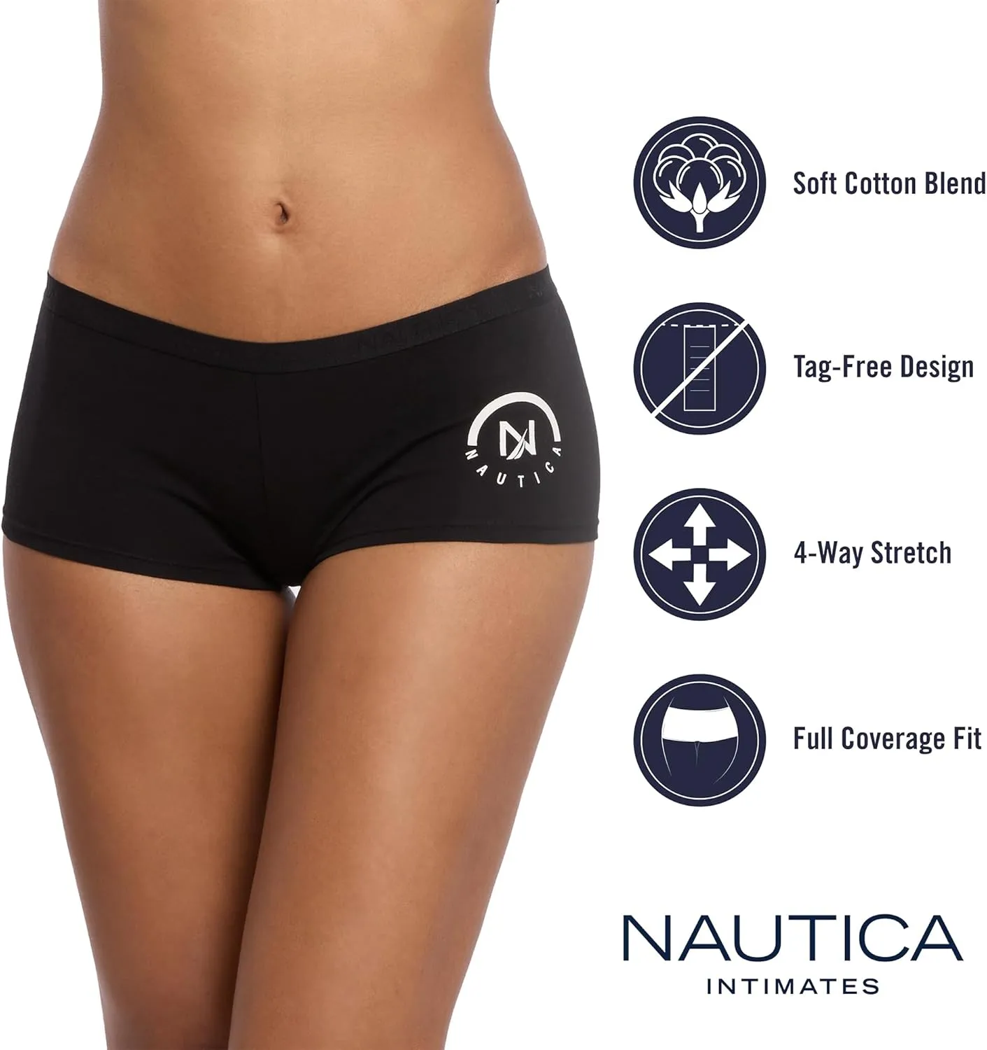 Nautica Women's Cotton Boyshort Underwear Set, 5-Pack
