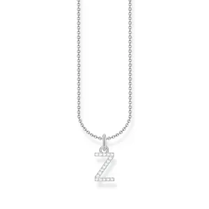 Necklace with letter pendant Z and white zirconia - silver