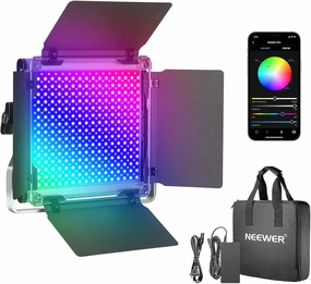 NEEWER 660 PRO RGB Led Video Light with APP Control/Barn Door/U Bracket, 360° Full Color, CRI 97 , 50W Panel Studio Light for Gaming Live Streaming YouTube Webex Recording Filming Photography