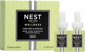 NEST New York Smart Home Fragrance Diffuser Refill Smart Vials, Lime Zest & Matcha - Set of 2 - Designed for NEST x Pura 3 and NEST x Pura 4 Diffusers - Cruelty Free, Vegan - Made in USA